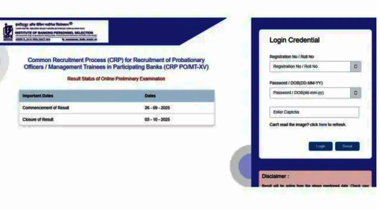 IBPS PO Prelims Result 2025